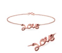 Rose Gold Plated Romantic Love Silver Bracelet BRS-32-RO-GP